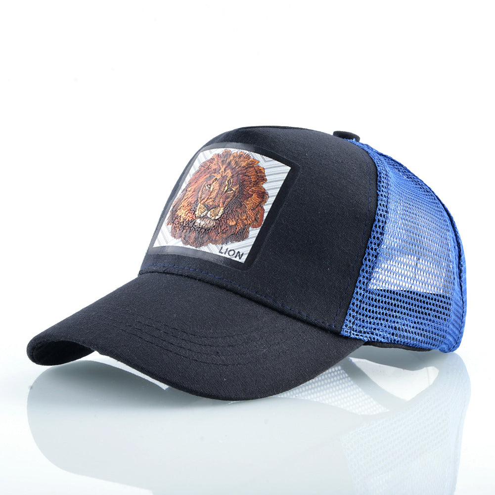 Summer Men's Mesh Lion Pattern Colorblock Baseball Hat