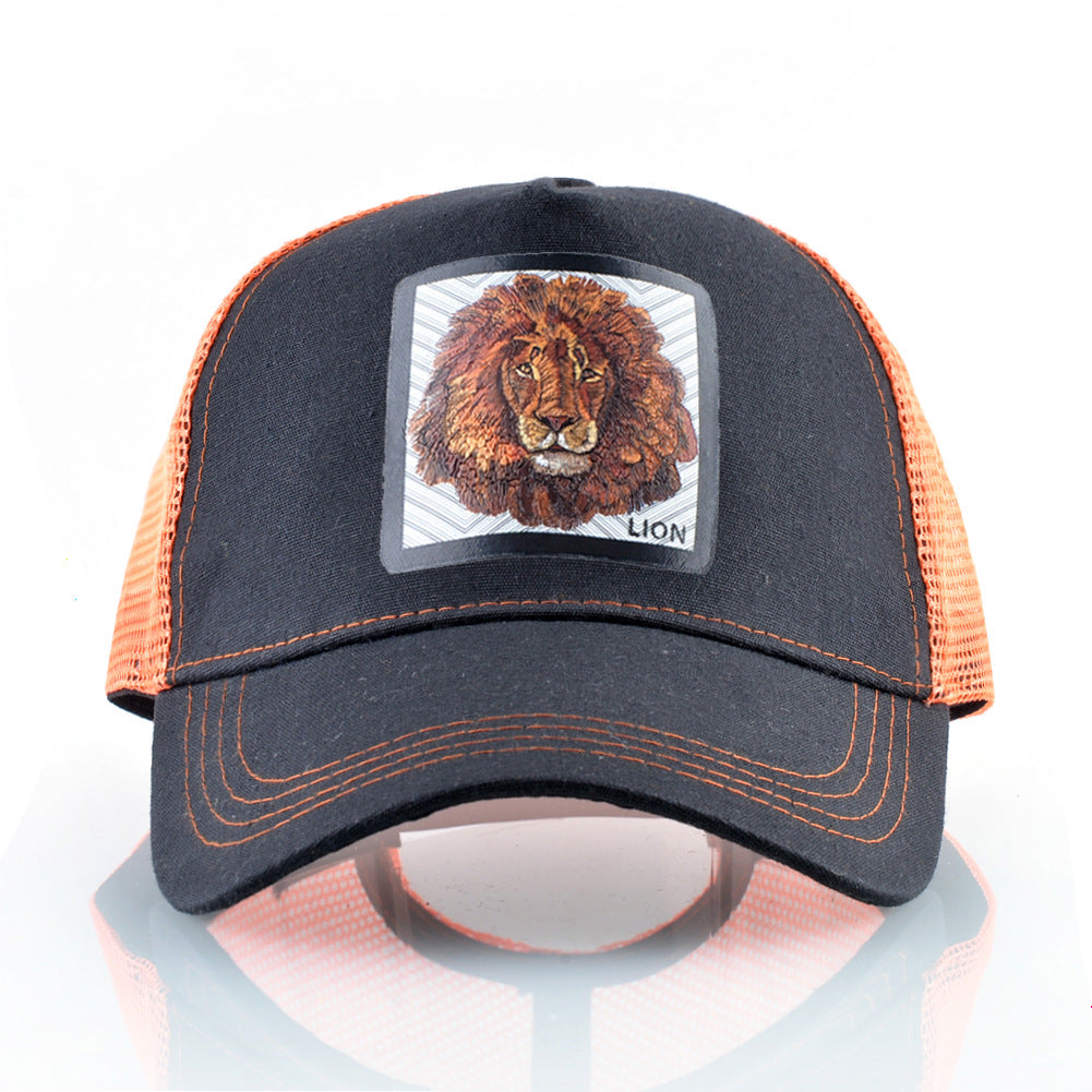 Summer Men's Mesh Lion Pattern Colorblock Baseball Hat