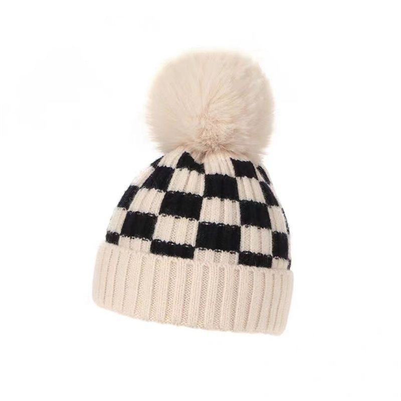 Chessboard Grid Woolen Children's Fur Ball