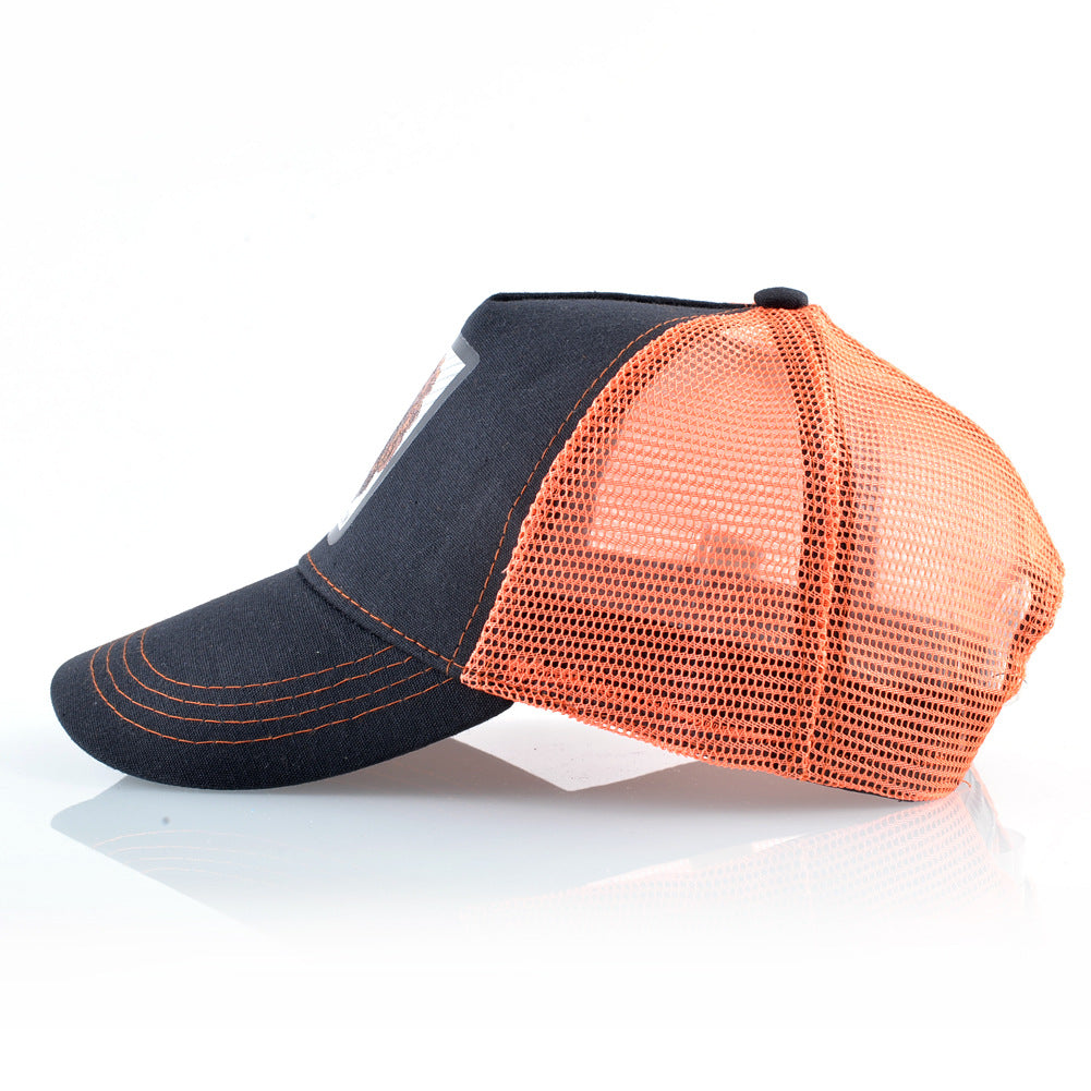 Summer Men's Mesh Lion Pattern Colorblock Baseball Hat