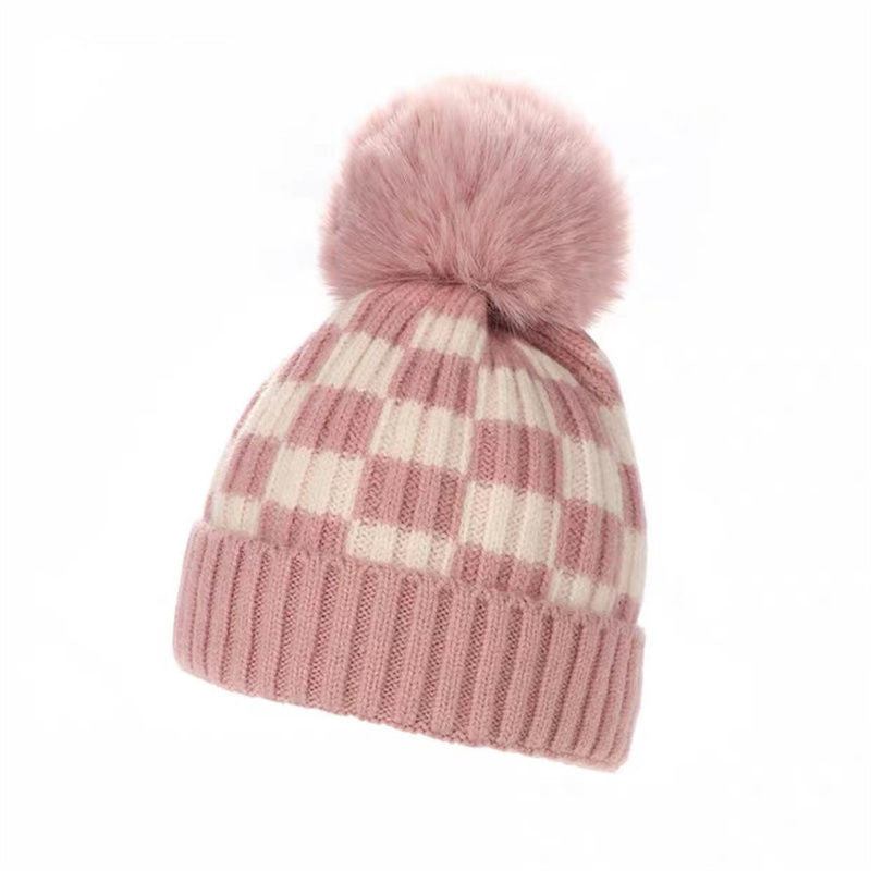 Chessboard Grid Woolen Children's Fur Ball
