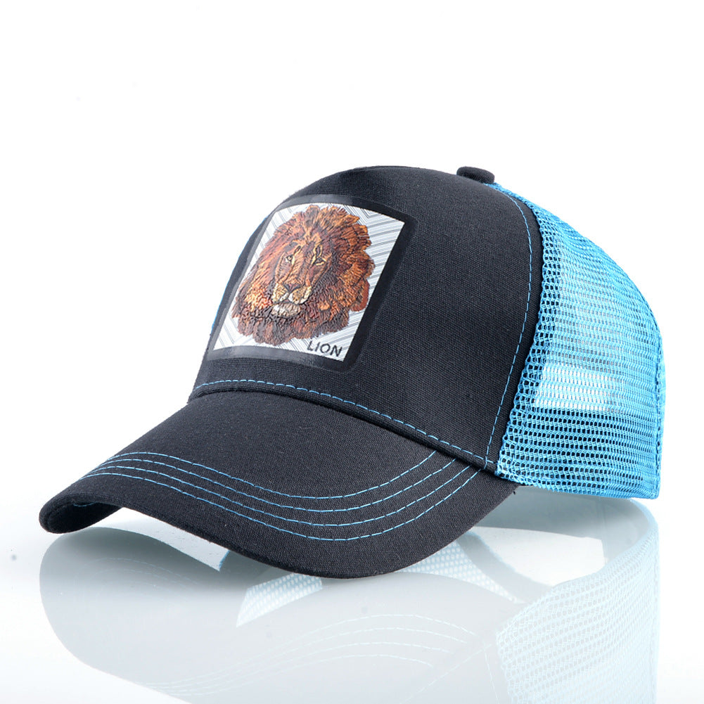 Summer Men's Mesh Lion Pattern Colorblock Baseball Hat