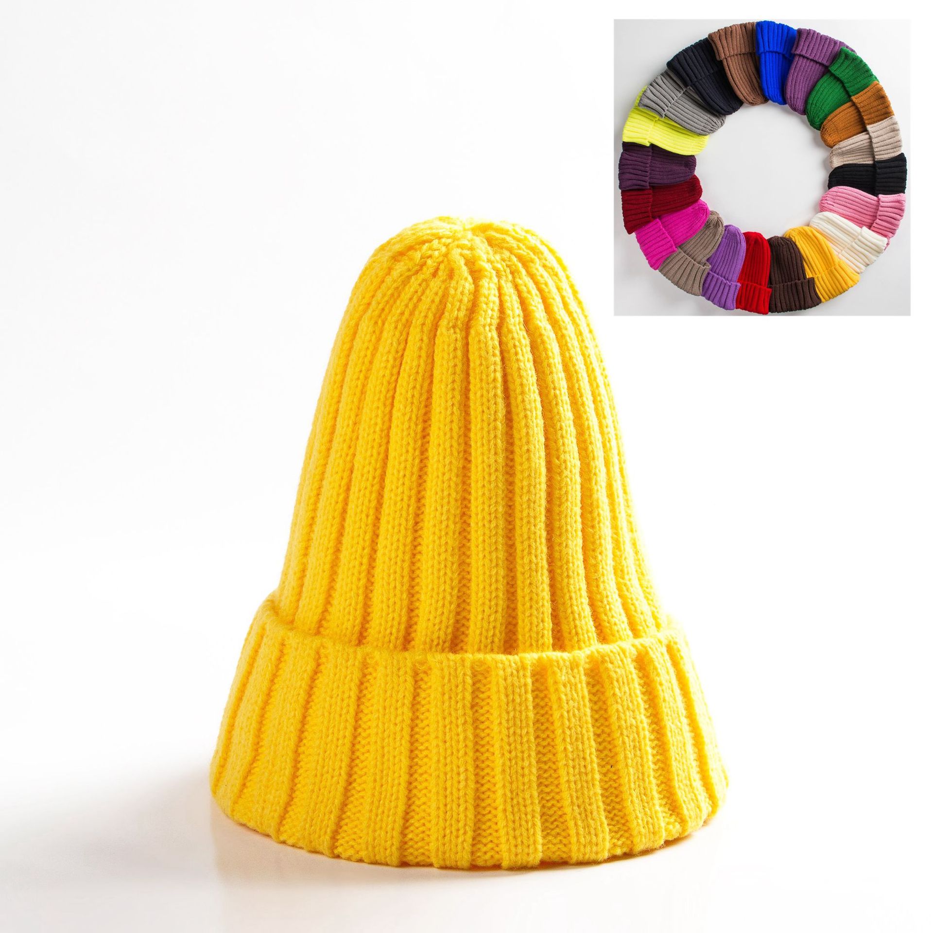 Woolen Curly-brimmed Winter Warm Knitting Pointed Hats