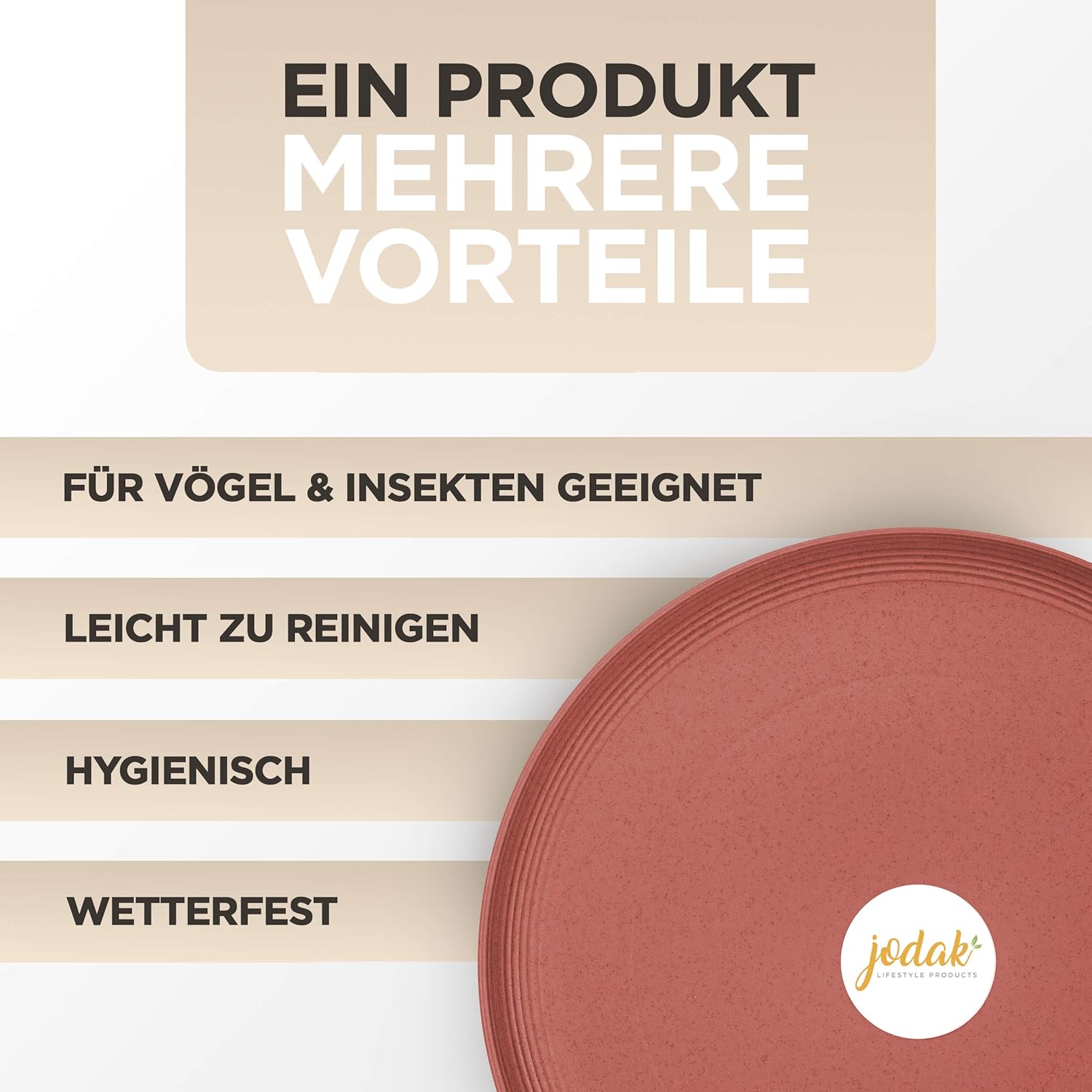 JoDaK Bird Bath and Insect Crack (Terracotta) Bird Bath Standing Large, Plastic Frost-proof and Winter-resistant, Garden Decoration, Balcony Decoration Bowl