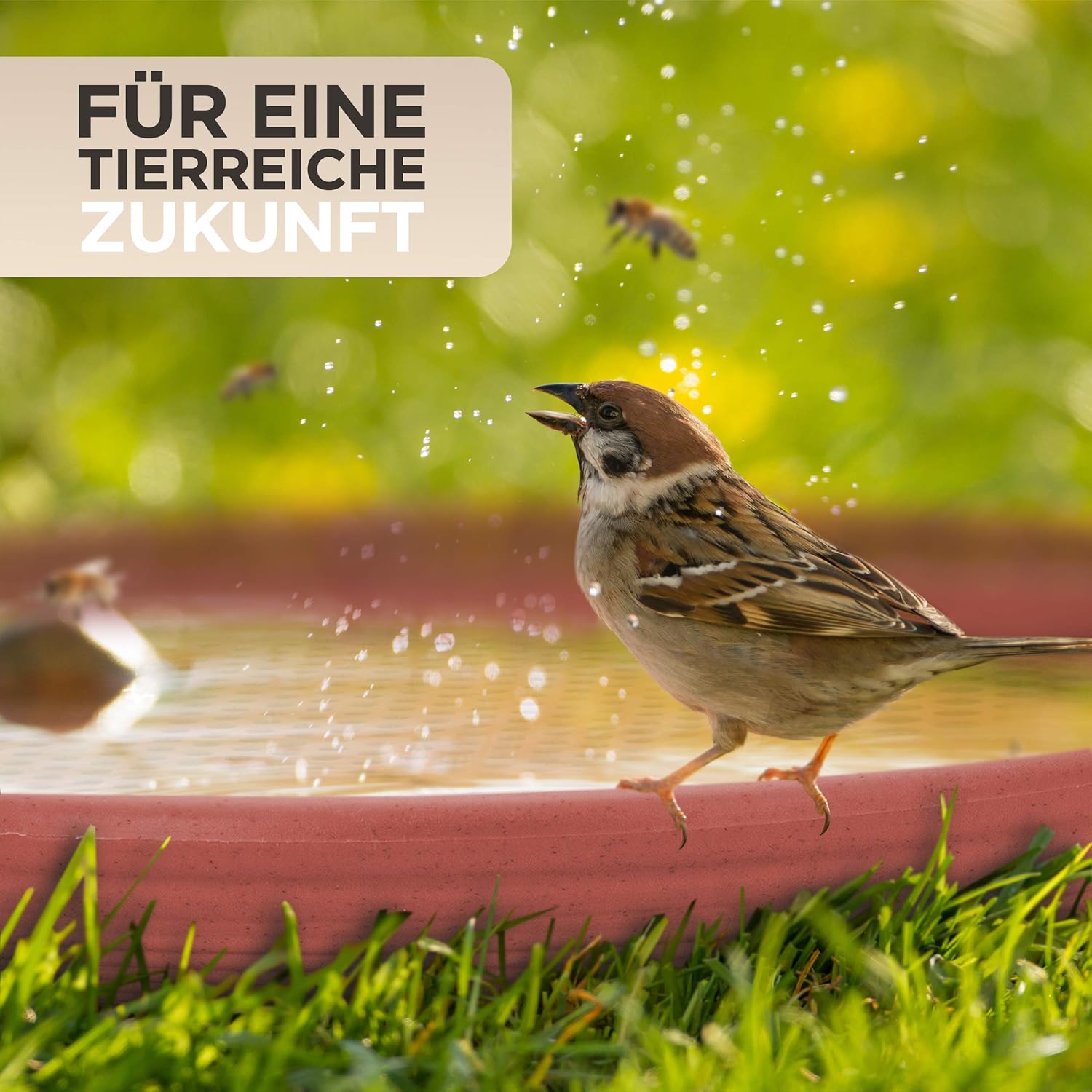 JoDaK Bird Bath and Insect Crack (Terracotta) Bird Bath Standing Large, Plastic Frost-proof and Winter-resistant, Garden Decoration, Balcony Decoration Bowl