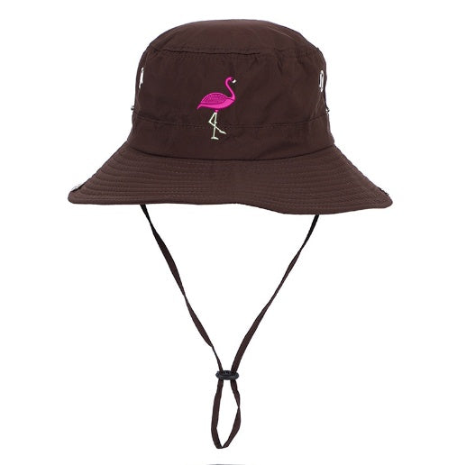 Flamingo Embroidered Fisherman Hat Sun Protection