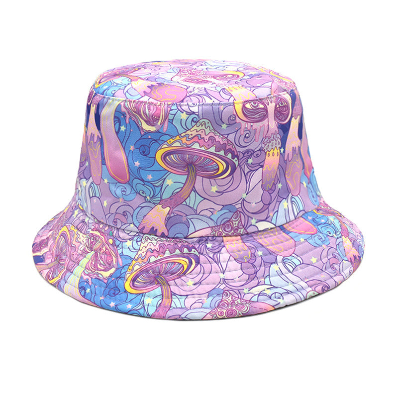 Men's And Women's Outdoor Casual Colorful Mushroom Pattern Fisherman Hat