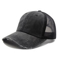 Distressed Peaked Net Cap