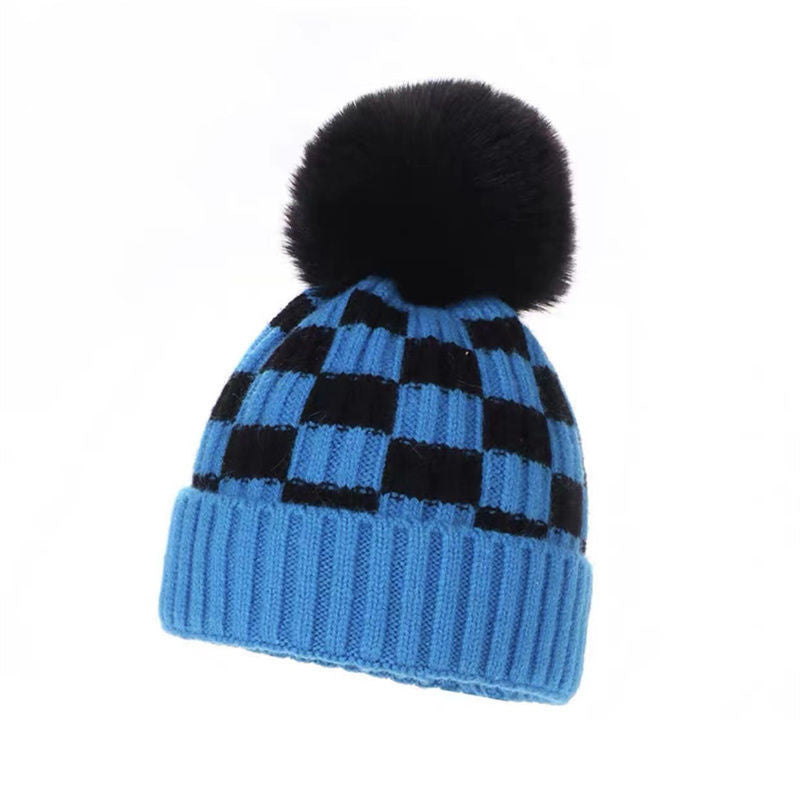 Chessboard Grid Woolen Children's Fur Ball
