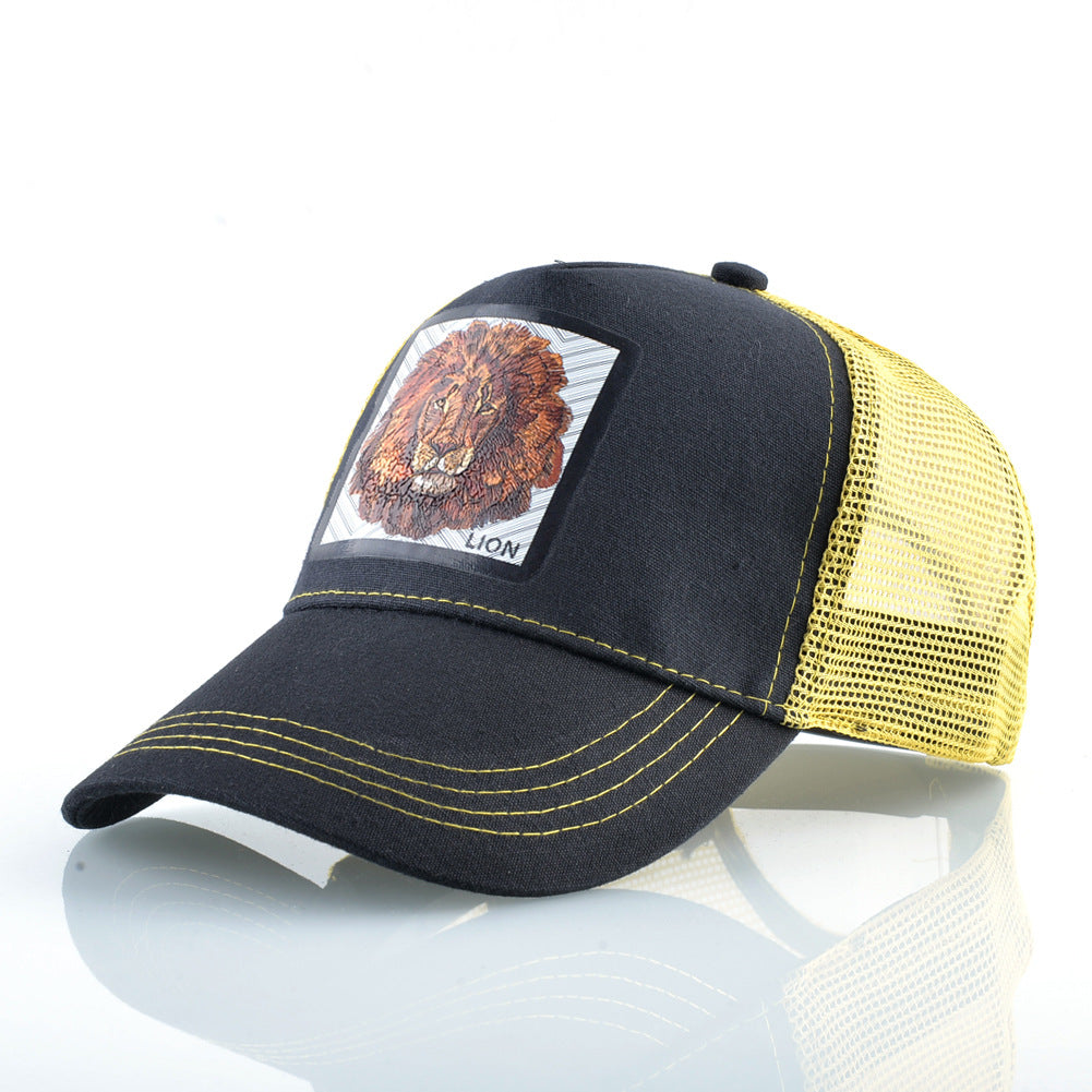 Summer Men's Mesh Lion Pattern Colorblock Baseball Hat